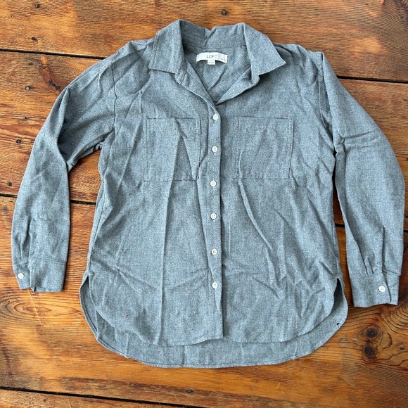 LOFT cotton flannel button down shirt - Picture 3 of 7